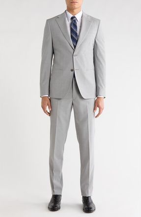 Calvin Klein Notch Lapel Wool Blend Suit in Light Grey at Nordstrom Rack, Size 38 Regular