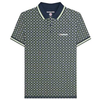 Lambretta Heren Geometrisch Big & Tall Polo Shirt (Marineblauw/Basilicum)