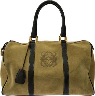 Loewe Brown Gold Suede Boston Bag (Pre-Owned)