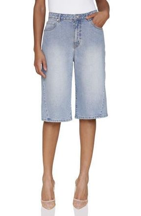 Avec Les Filles High Waist Wide Leg Denim Bermuda Shorts in Badlands Wash at Nordstrom Rack, Size 26
