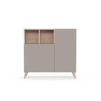 HERDASA Zapatero melamina roble claro puertas arena 87x90x27 cm