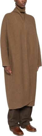Cortana Lange openvallende vestjas - Dames - Mantel - Bruin - S - Wol - Jassen