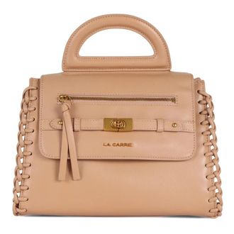La Carrie Leren handtas met ritssluiting - Dames - Handtassen - Beige - ONE Size - Leer - Tassen