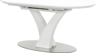 Vente-Unique Mesa de comedor extensible - 6 a 8 comensales - MDF y metal inoxidable - Blanco lacado - TALARA