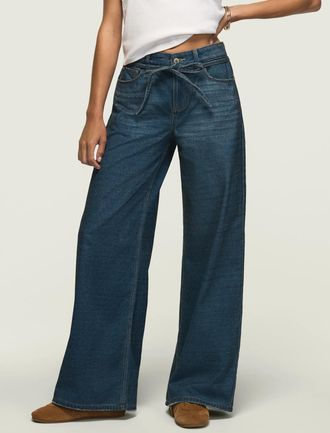 Lucky Brand Womens Denim Luxe Belted Wide Leg