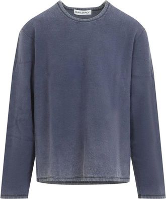 Our Legacy Double Lock U Neck - Heren - Sweatshirts - Blauw - M - Katoen - Hoodies & sweatvesten