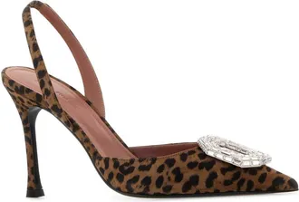Amina Muaddi Womens Camelia Sling Slingback Heel Brown Suede