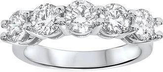 Pompeii3 2 Carat 5-Stone Round Lab Created Diamond Ring 14K White Gold