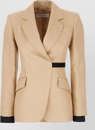 Max Mara linen blazer notch lapel flap pockets