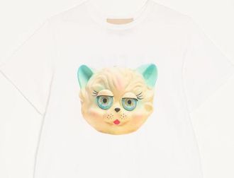 Valentino Valentino Cotton T-Shirt with Le Chat de la Maison Print