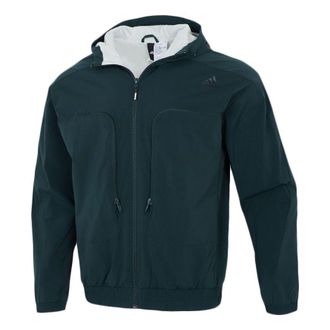 adidas Athleisure Casual Sports hooded Woven Jacket Malachite Green H38401
