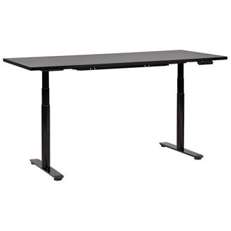 Beliani Beliani - Escritorio De Altura Regulable El&eacute;ctrico Dise&ntilde;o Moderno Patas Redondas 180 X 80 Cm Tablero Negro Soporte De Acero Negro Destinas