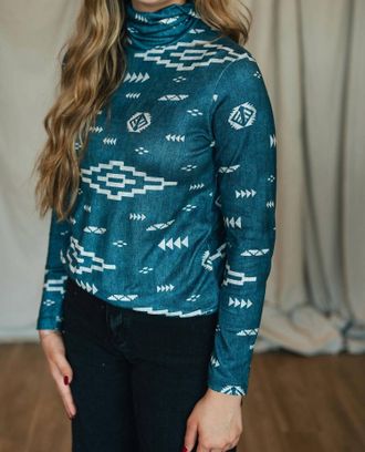 Tasha Polizzi Athena Turtleneck Top In Blue