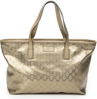 Gucci Pre-owned Womens Large Zip Shopping Tote Shoulder Bag - Gold - One Size