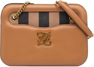 Fendi Pre-owned Cross Body Bags, female, Brown, Size: ONE SIZE Pre-owned Karligraphy Pocket Shoulder Bag
