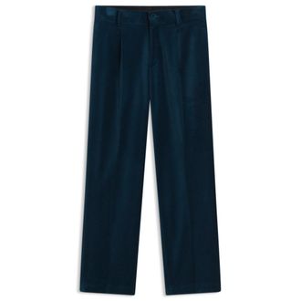 HUGO BOSS Modern-fit pants in cotton velvet with pleated front