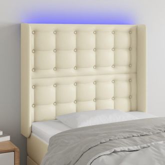 vidaXL Cabecero Con Led Cuero Sint&eacute;tico Color Crema 93x16x118/128 Cm Vidaxl