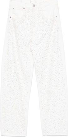 Frame Denim Witte Straight Leg Jeans met Strass - Dames - Regular Fit Jeans - Wit - W25 - Katoen - Jeans