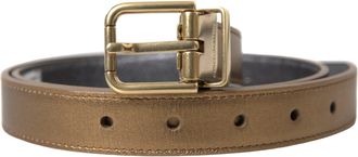 Dolce & Gabbana Metallic Gouden Kalfsleer Metalen Gesp Ceintuur