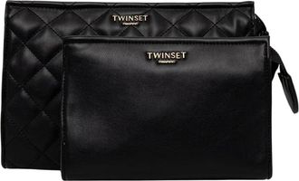 Twinset Beauty set met logobekleding - Dames - Toilettassen - Zwart - ONE Size - Leer - Tassen