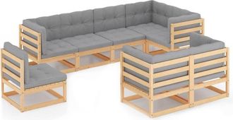 vidaXL Muebles De Jard&iacute;n 8 Pzas Y Cojines Madera Maciza Pino Vidaxl