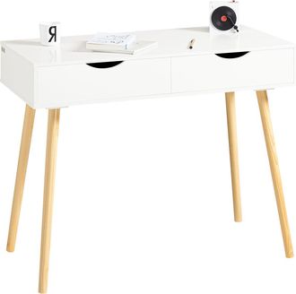 SoBuy Sobuy - Mesa De Ordenador Con 2 Cajones,mesa De Escritorio,blanco,90 X 77 Cm Fwt40-wn Es