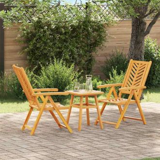 vidaXL Vidaxl - Juego Bistro De Jard&iacute;n 3 Pcs Marr&oacute;n Madera Maciza De Acacia