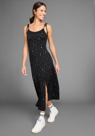 Kangaroos Midikleid KANGAROOS, Damen, Gr. 40, N-Gr, schwarz-weiss (schwarz, wei&szlig;), Single Jersey, Obermaterial: 95% Viskose, 5% Elasthan, bedruckt, gemustert, g