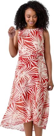 Roman Womens Petite Leaf Midi Wrap Dress - Beige - Size 14 UK