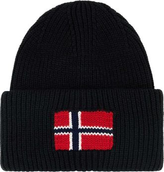 Napapijri Black Wool And Acrylic Beanie Hat