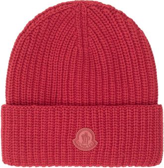 Moncler Red Knitted Beanie Cap