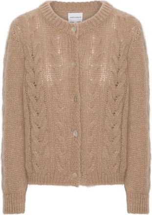 Americandreams Frankie Kabel Gebreid Vest - Dames - Vesten - Bruin - L - Wol - Truien & Vesten