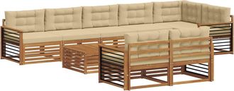 vidaXL Conjunto De Sof&aacute;s De Exterior 9 Uds. Natural Y Beige Vidaxl