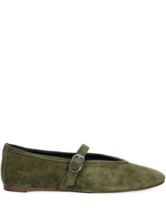Nokwol Lova ballet flats - women - Calf Suede/Calf Leather/Calf Leather - 41 - Green