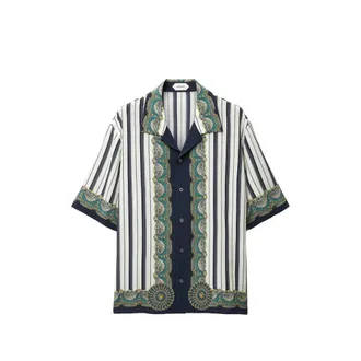 Versace Printed Cr&ecirc;pe De Chine Silk Shirt