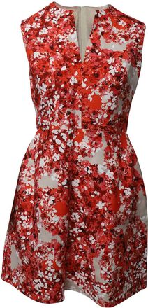 Giambattista Valli Floral Sleeveless Mini Dress in Red Cotton