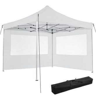 TecTake Carpa aluminio plegable, ajustable, 2 paneles laterales, 3x3 m, blanco