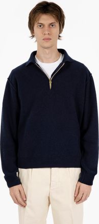 Fortela Maglia Yale in lana con colletto navy blu