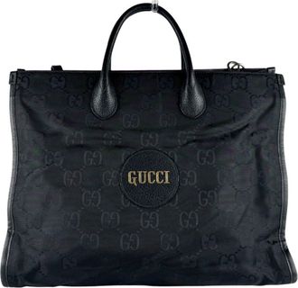 Gucci Black Nylon Leather Handbag Shoulder Bag (Pre-Owned)