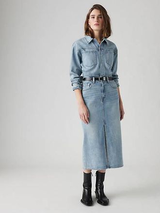 Levi's Denim Midi Shirt Dress - Womens - 23 - Blue