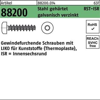 OEM Tornillo Roscador R 88200 Liko Isr 2,5x6-t8 Acero Templado Galvanizado 1000uds