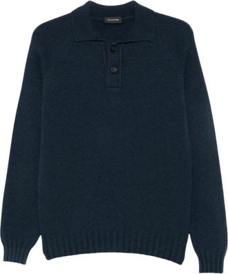 Tagliatore Gebreide trui met ronde hals - Heren - Polos - Blauw - S - Kasjmier - Tops