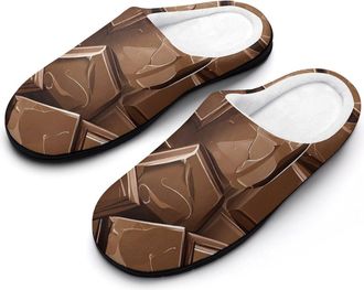 Generic Brown Chocolates Mens Slippers Slip On Comfortable Fleece Cotton House Shoes Winter