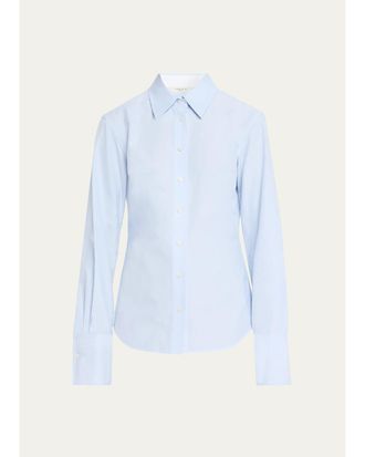 Lafayette 148 New York Pleated-Sleeve Cotton Shirt