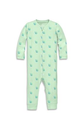 primary Baby Organic Zip Romper In Baby Bugs in Light Clover Snails at Nordstrom, Size Newborn