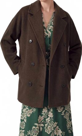 Current Air Double Breasted Wool Coat In Ash Brown