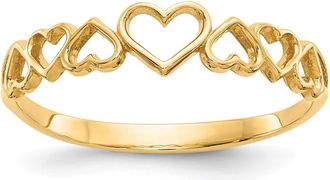 Diamond2Deal 14k Yellow Gold Hearts Ring