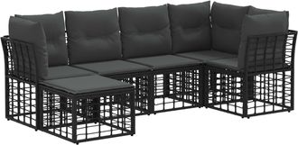 vidaXL Conjunto De Sof&aacute;s De Exterior Negro Poli&eacute;ster Vidaxl