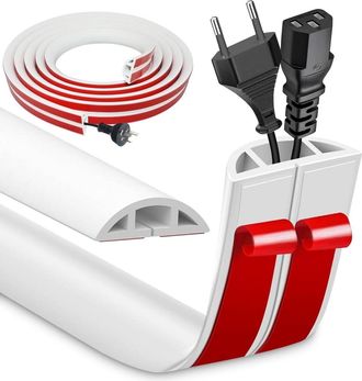 OEM Canaleta Para Cables Autoadhesiva - 3 M X 4 Cm - Pvc Flexible - Para Organizar Cables El&eacute;ctricos En Paredes Y Suelos - Blanca
