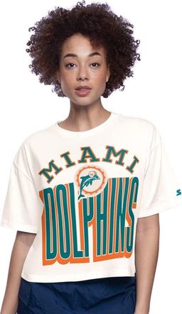 Starter White Miami Dolphins Throwback Play the Ball Boxy Cropped T-Shirt at Nordstrom, Size Xx-Large